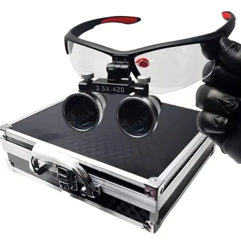 Óculos Lupa Binocular 3.5x com LED Profissional + Estojo