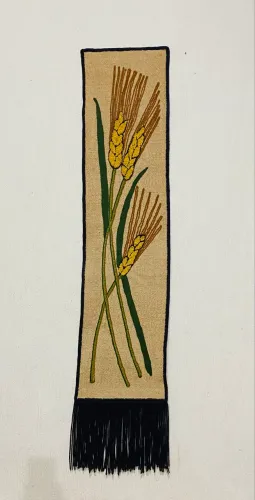 Painel Têxtil Vintage "Ramos de Trigo" - Anos 70