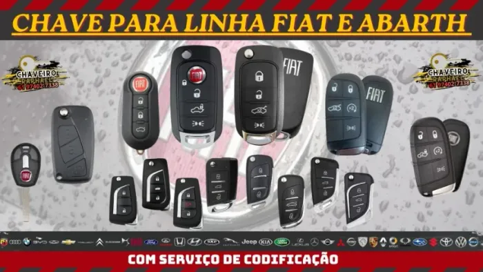 Chave Fiat Presença, Canivete, Telecomando, Simples Completa com Serviço de Codificação