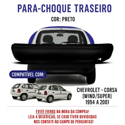 Para-choque Traseiro Corsa Wind/Super 94 a 2001 Preto Novo