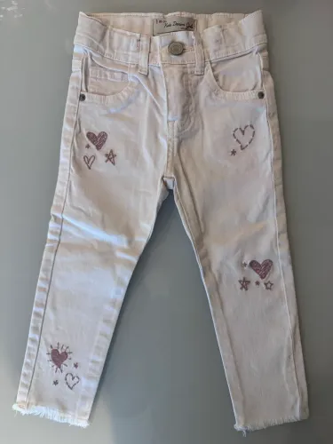 Calça menina rosa com bordados