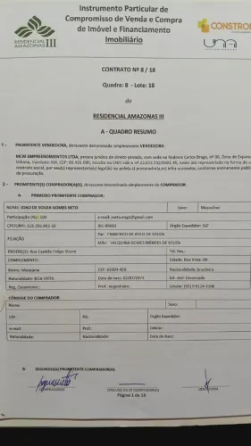 vende-se para assumir as parcelas, com 250m2 Lotes: 18 e 19, quadra: 08, avenida principal