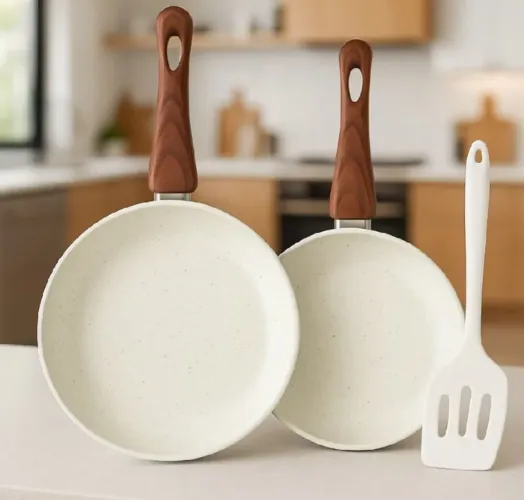 Frigideira 2 peças na ceramica antiaderente com fundo triplo