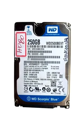 WINCHESTER HD WESTERN DIGITAL WD2500BEVT 250GB HD80