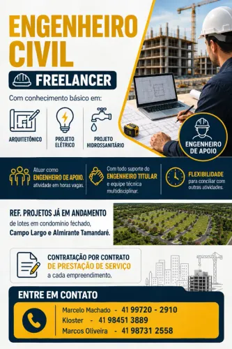 Vaga: Engenheiro Civil de Apoio (Freelancer / Flexível)