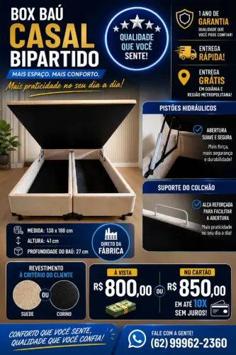 Box baú casal Repartido - Entrega rápida/ Goiânia e região metropolitana