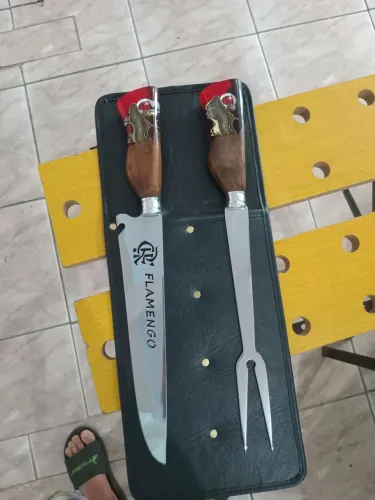 Kit garfo e faca para churrasco