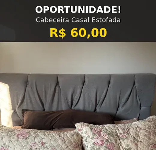 Cabeceira de Cama Casal Estofada - Cinza (Excelente Estado)