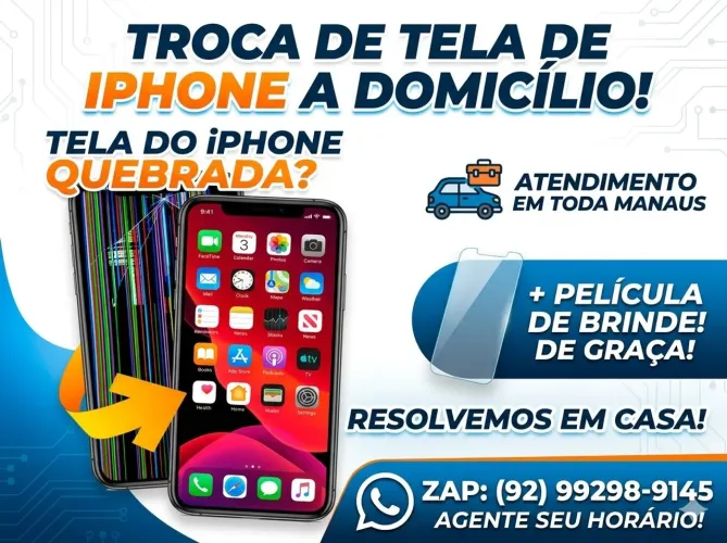 Troca de tela de iphone a domicílio 