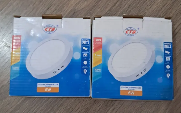 Kit com 2 plafon sobrepor 6w 6000k