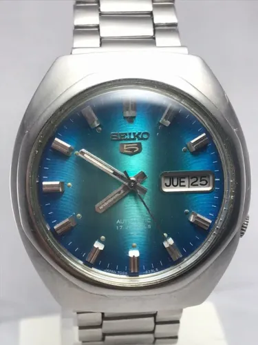 RELÓGIO SEIKO 5 AZUL SUNBURST AUTOMÁTICO RARO VINTAGE ÓTIMO ESTADO