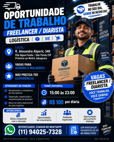 VAGA PARA OPERADOR DE LOGÍSTICA *FREELANCER*