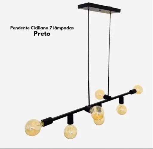 Pendente Jabuticaba preto - 7 lampadas - NOVO