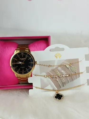 RELÓGIOS ORIGINAIS ATLANTIS GOLD FEMININO+ PULSEIRA 