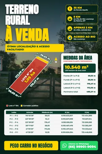Terreno Rural com acesso ao Rio São lourenço