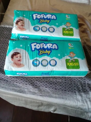 Pacote de fralda xxg com 50 unidades fofura baby , cada unidade 25,00 nova.