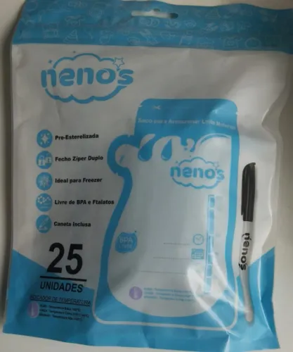 Saco para armazenar leite materno - Nenos - Com 25 unidades e livre de BPA
