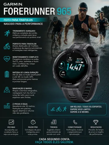 Garmin Forerunner 965 Preto Touchscreen - com caixa