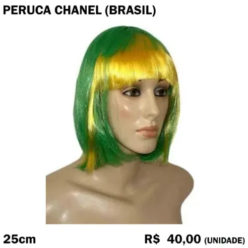 Peruca Chanel Brasil Copa do Mundo Verde e Amarelo