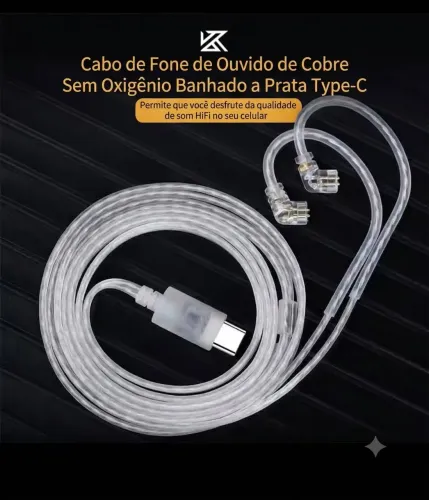 Cabo KZ tipo C para celular ou tablet sem entrada de fone