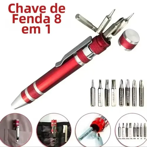 Caneta de chave de fenda liga de alumínio 8 em 1