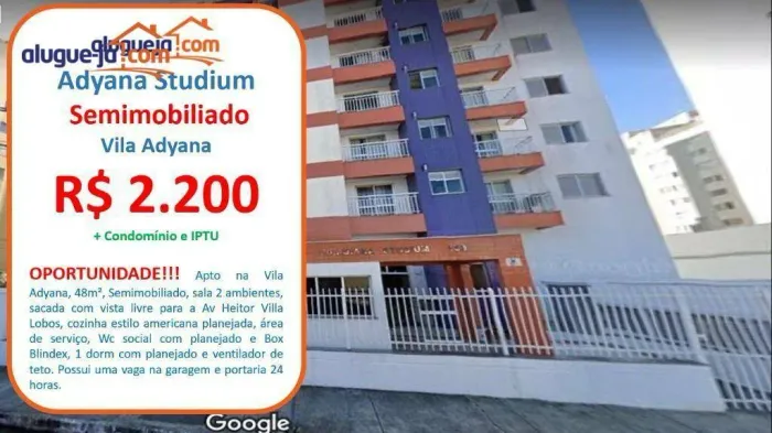 Apartamento com 1 dormitório para alugar, 48 m² por R$ 3.043,04/mês - Vila Adyana - São Jo