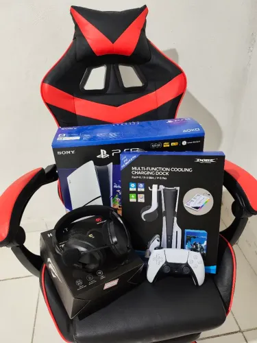 PS5 slim completo cadeira gamer headset suporte