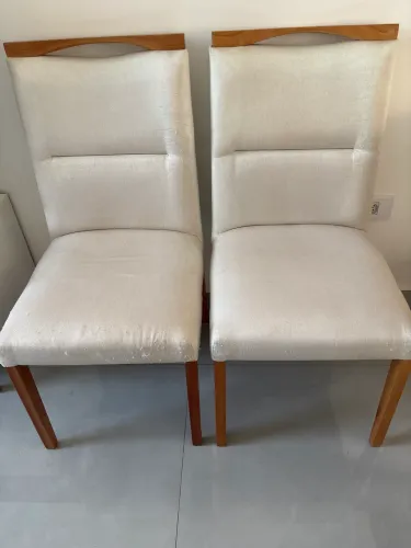 2 cadeiras de linho off para mesa de jantar