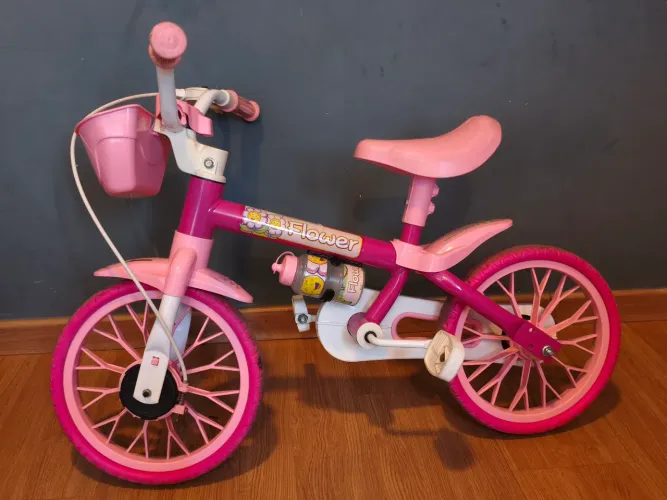 Bicicleta Rosa Nathor Flower Infantil Aro 12 Menina Cestinha