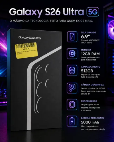 Galaxy S26 Ultra 512GB+12GB RAM - Câmera Pro 