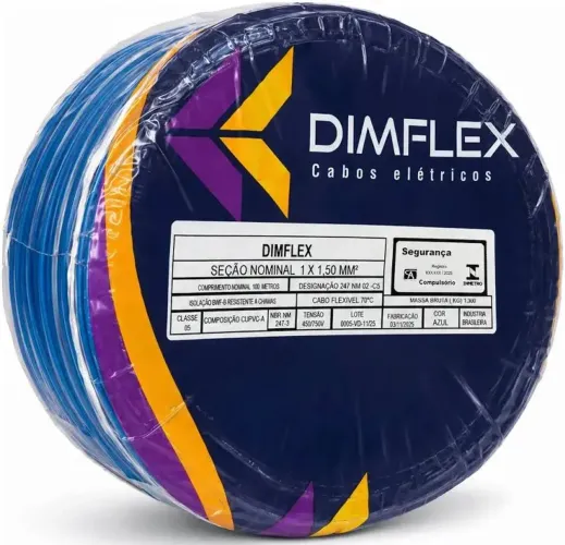 Cabo flexivel 2,5mm² - cor: AZUL - rolo 100 m DIMFLEX