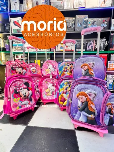 Mochila Infantil com Rodinhas Lancheira Estojo