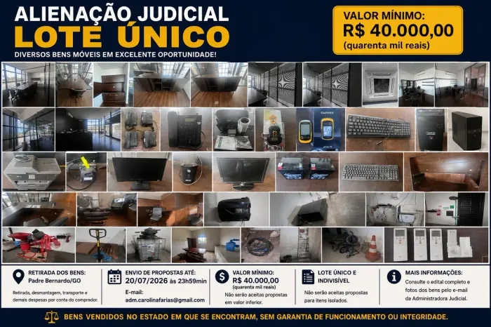LOTE ÚNICO MÓVEIS ESCRITÓRIO E AGRÍCOLA