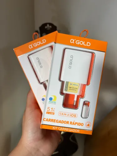 Carregador Para Iphone Duplo Ios 25w Gold Rápido E Seguro