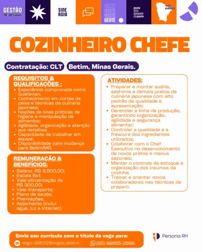 COZINHEIRO CHEFE