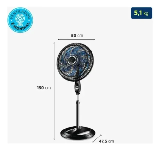 Ventilador De Coluna Super Turbo Mondial Vtx-40c-crystal 8 astas Diâmetro 40 cm