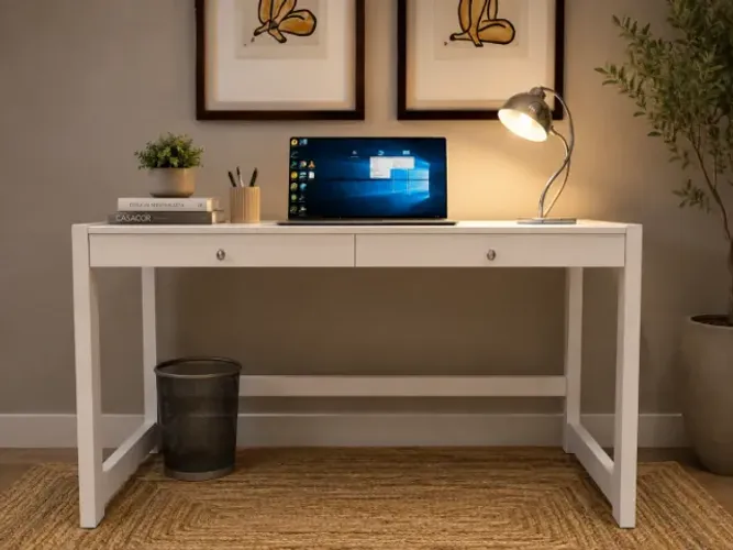  Mesa de Escritório Delluxe. Total Em Madeira Maciça L110CM X P50cm x A76cm 