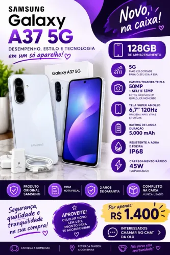 SAMSUNG GALAXY A37 5G NOVO + NF + 2 ANOS DE GARANTIA