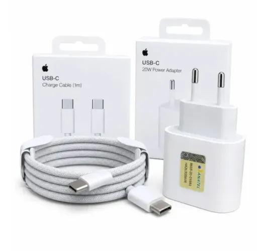 Kit Carregador Apple Usb-c 20w + Cabo Usb-c para Usb-c (1m)-ORIGINAL-GARANTIA 1 ANO-NOVO