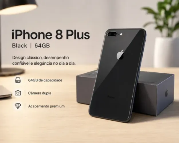 Apple iPhone 8 Plus Black (64GB) - Na caixa