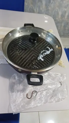 Churrasqueira grill de alumínio fundido e tampa  de vidro de fogão 