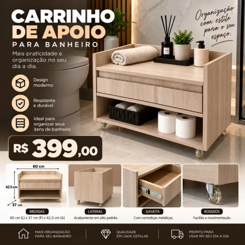 Carrinho de apoio banheiro