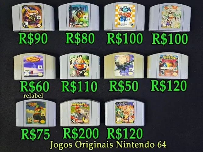 Jogos Nintendo 64 Originais 007 Goldeneye, Mortal Kombat, Wave Race, Diddy Kong, Pokemon