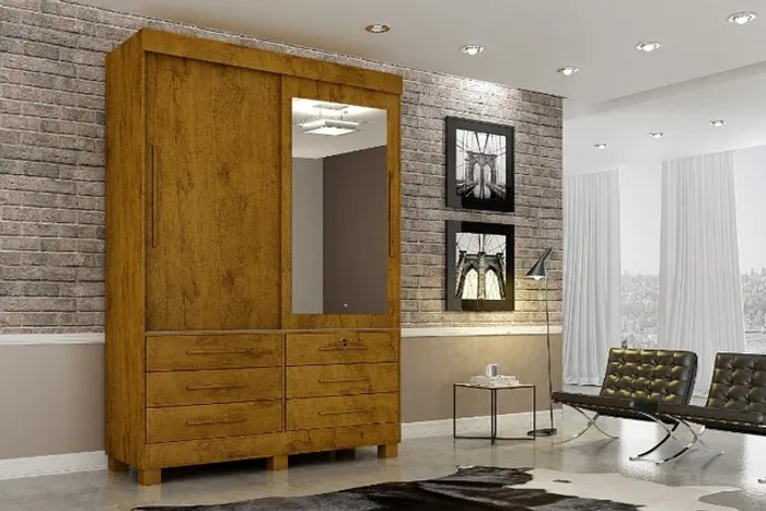 Guarda Roupa Arezzo Plus 2P6G c Espelho Cedro Até 12x - Frete Grátis