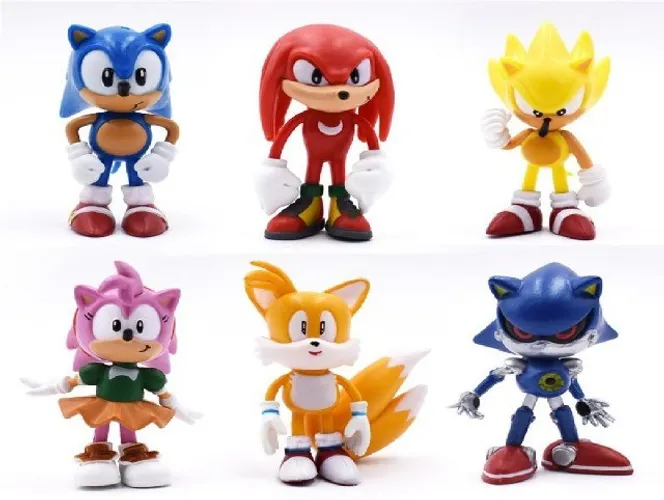 Kit com 06 Bonecos Miniatura Sonic Tails The Hedgehog 2 - Mega Drive Sega Genisis