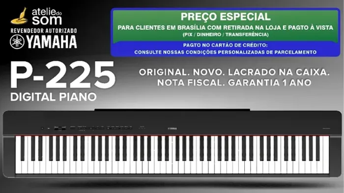 P225 Yamaha Piano Digital 88 teclas Novo Lacrado Original Garantia 1 ano