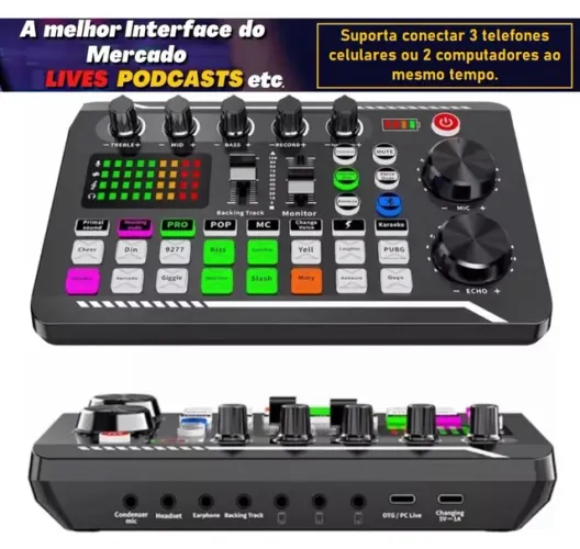 Profi Placa Som Interface De Áudio Pc Celular Video YouTube Instagram Lives etc.