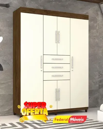 Guarda Roupa Solteiro 6 Portas e 3 Gavetas Promoçao Fazemos Entrega Novo