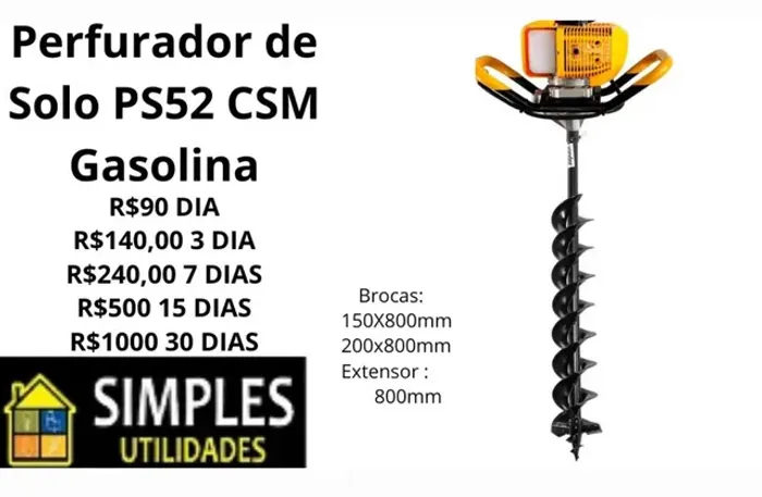 Perfurador de solo gasolina locação 