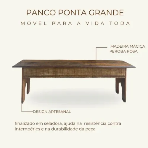 Banco ponta Grande madeira maciça